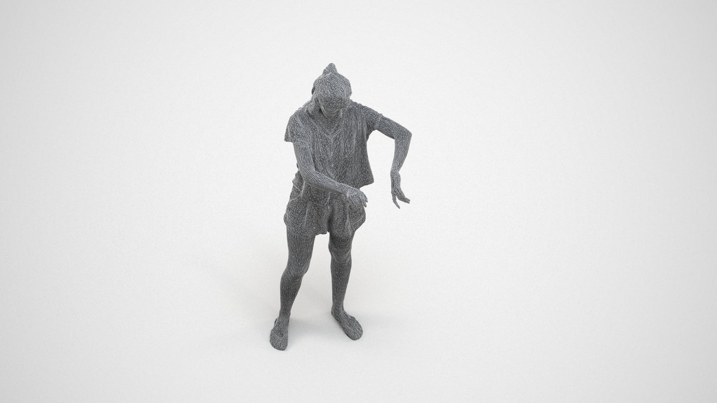 realistic 3D people woman casual standing, render-ready for V-Ray and Corona, FBX OBJ, wireframe three-quarter view
