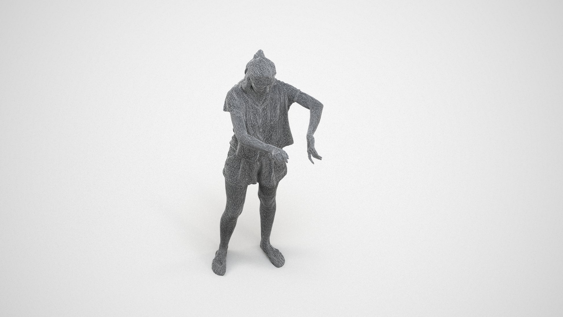 realistic 3D people woman casual standing, render-ready for V-Ray and Corona, FBX OBJ, wireframe three-quarter view