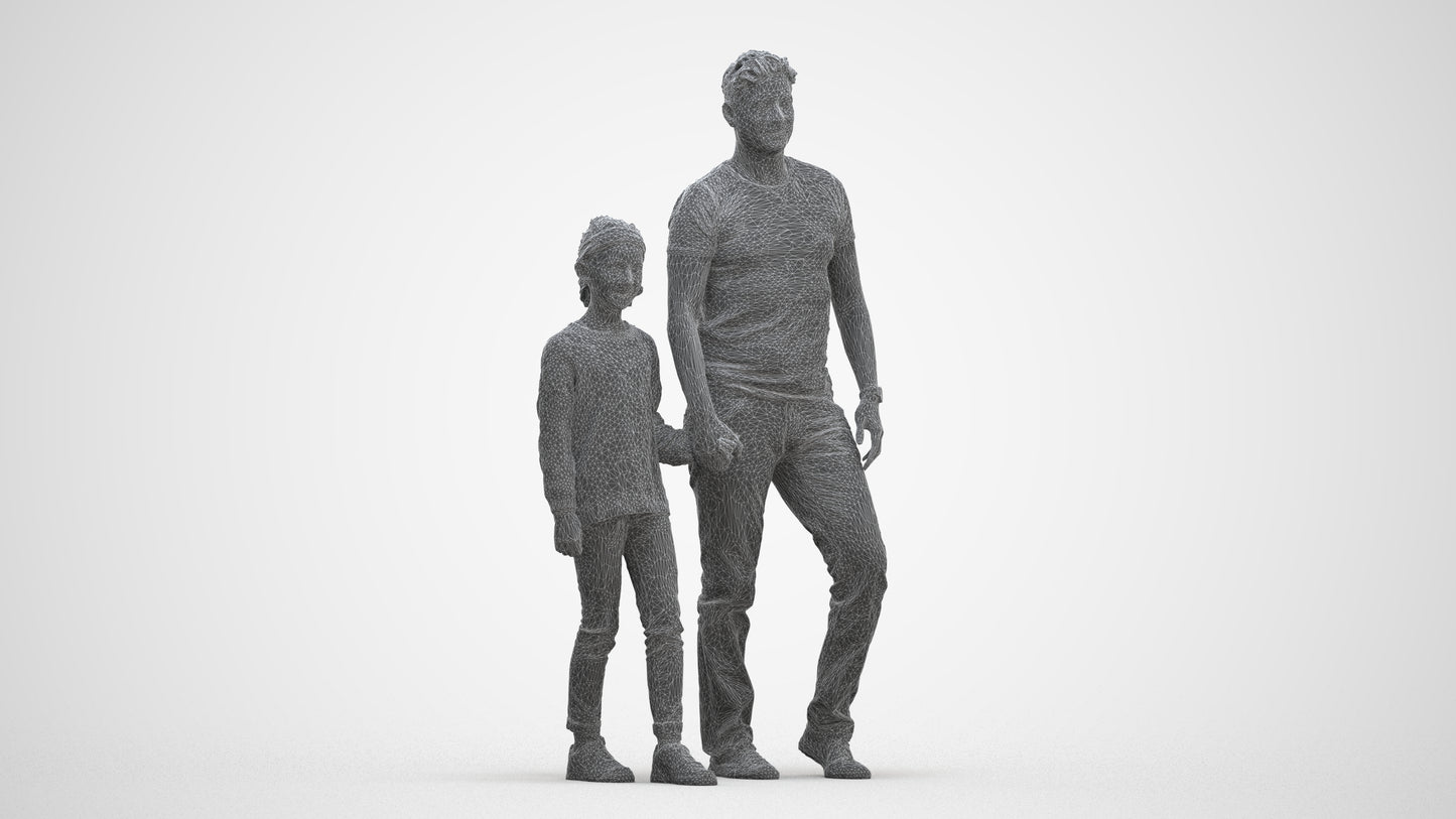 photogrammetry 3D girl casual walking, realistic human model archviz FBX, three-quarter front view render
