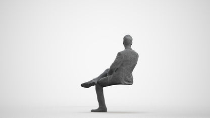 3D scanned man business, photorealistic archviz people for Enscape and SketchUp, wireframe front view
