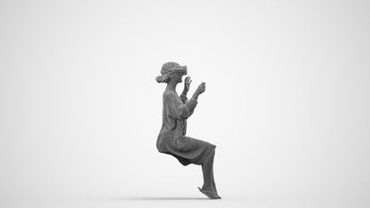 realistic 3D girl casual kids, scanned archviz people for Blender and 3ds Max, wireframe side view