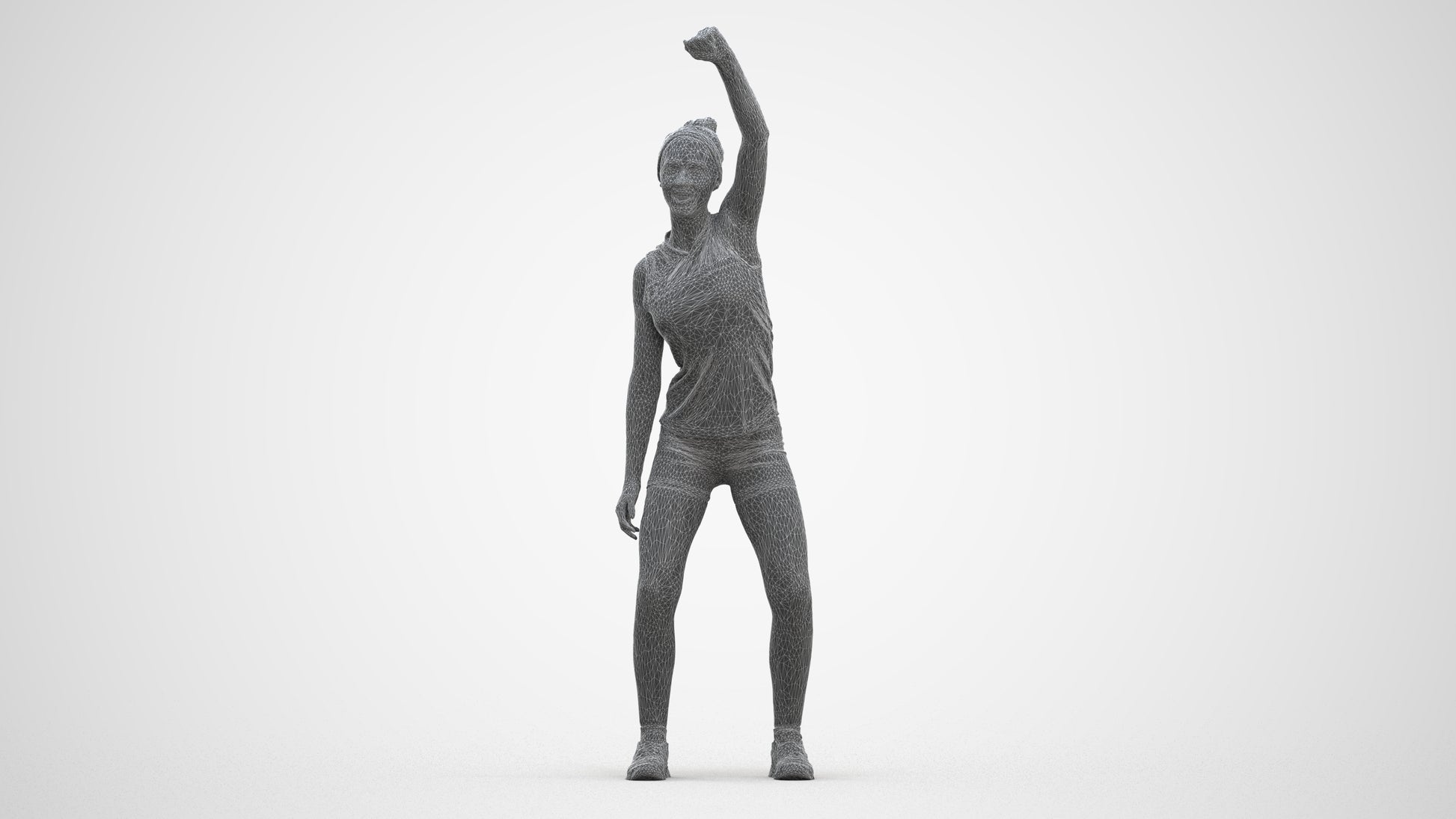 realistic 3D human girl sport, archviz people FBX OBJ for Blender, three-quarter front view render