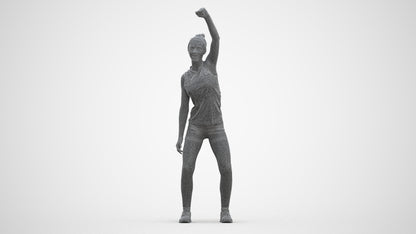 realistic 3D human girl sport, archviz people FBX OBJ for Blender, three-quarter front view render