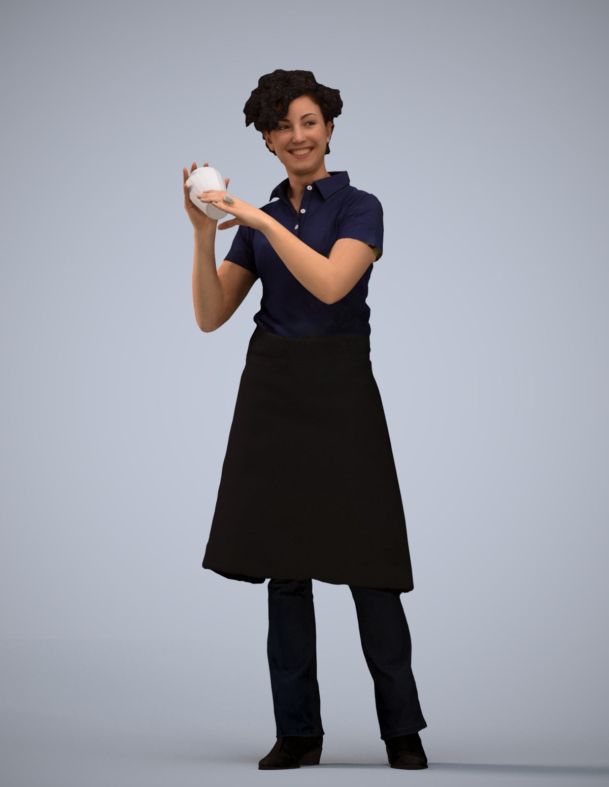 3D people model woman hospitality, scanned human for 3ds Max rendering