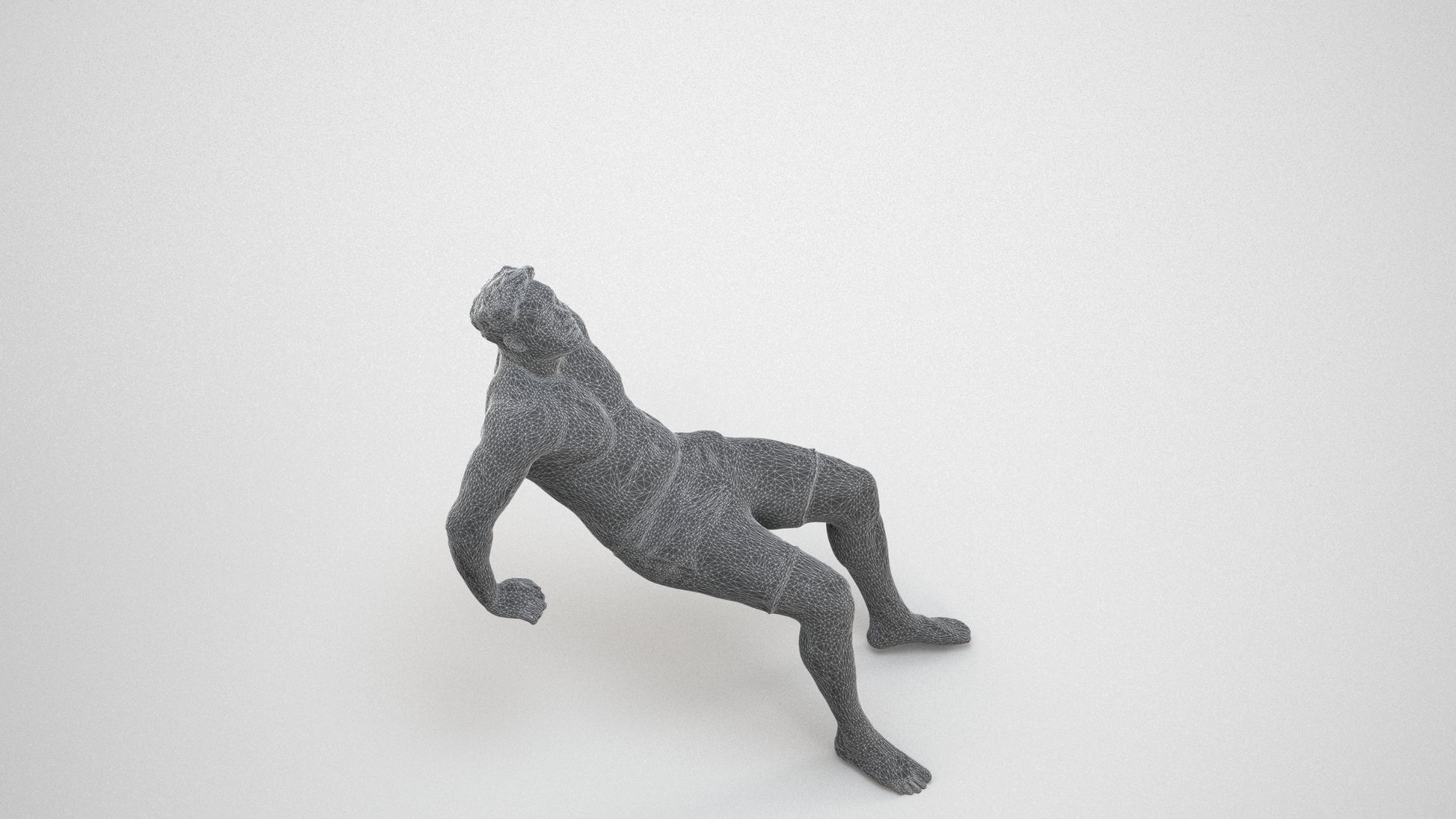 realistic 3D human man pool, archviz people FBX OBJ for Blender, wireframe three-quarter view