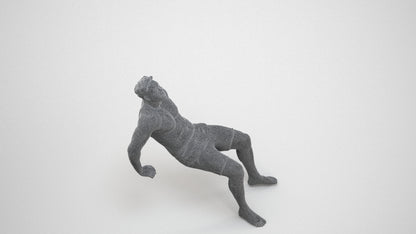 realistic 3D human man pool, archviz people FBX OBJ for Blender, wireframe three-quarter view