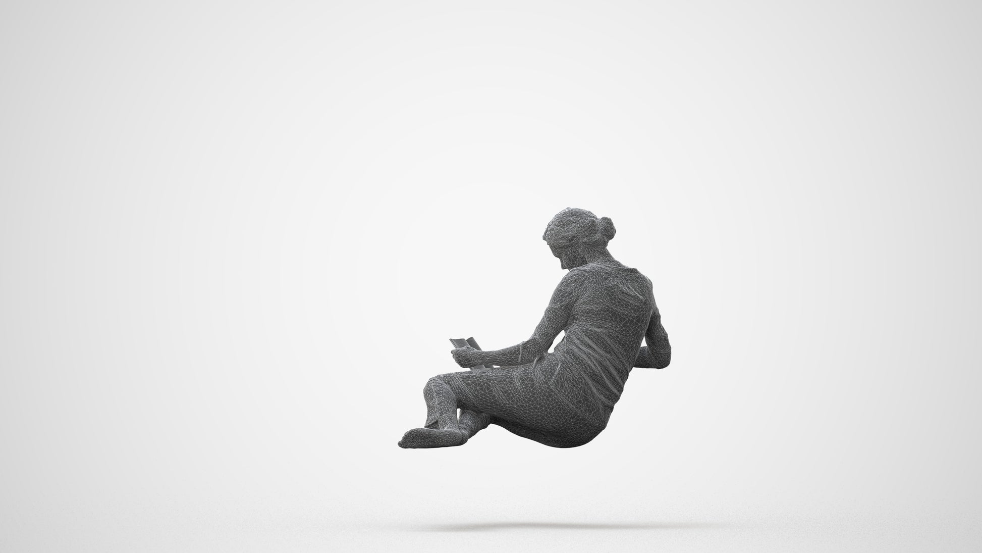 realistic 3D woman casual sitting, scanned archviz people for Blender and 3ds Max, square thumbnail