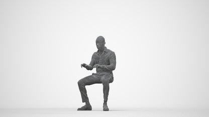 scanned 3D man business, photogrammetry people for Enscape and V-Ray, wireframe back view