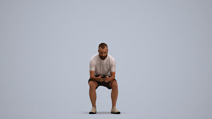 realistic 3D human man casual sitting, archviz people FBX OBJ for Blender, standing pose render