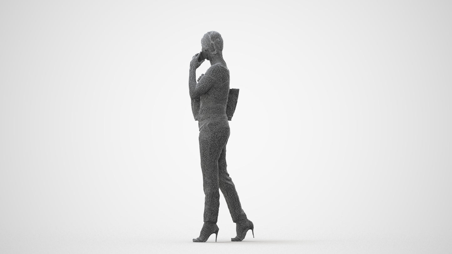 scanned 3D woman business standing, photogrammetry people for Enscape and V-Ray, square thumbnail