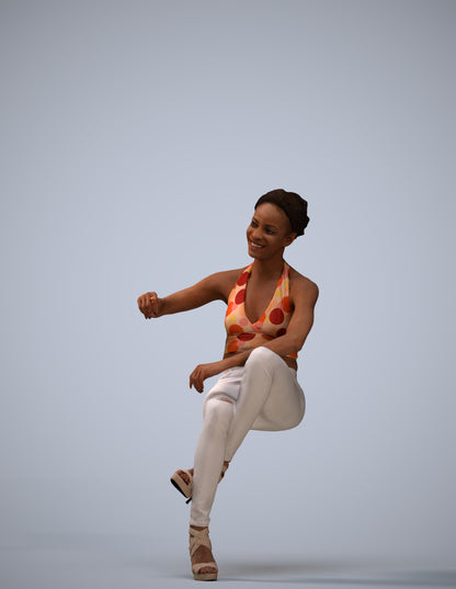 3D people model woman casual sitting, scanned human for 3ds Max rendering