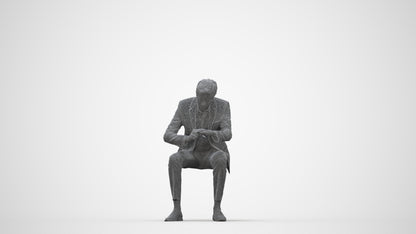 3D people model man business, scanned human for 3ds Max rendering, wireframe back view
