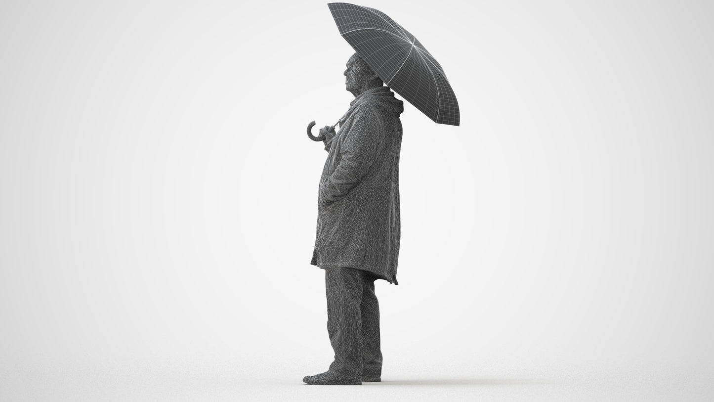 3D people model senior man business standing, scanned human for 3ds Max rendering, square thumbnail
