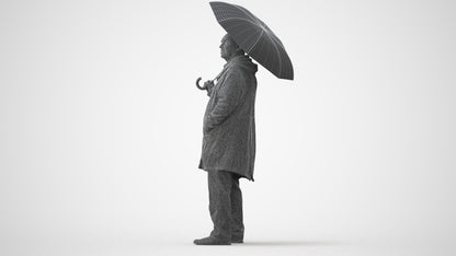 3D people model senior man business standing, scanned human for 3ds Max rendering, square thumbnail