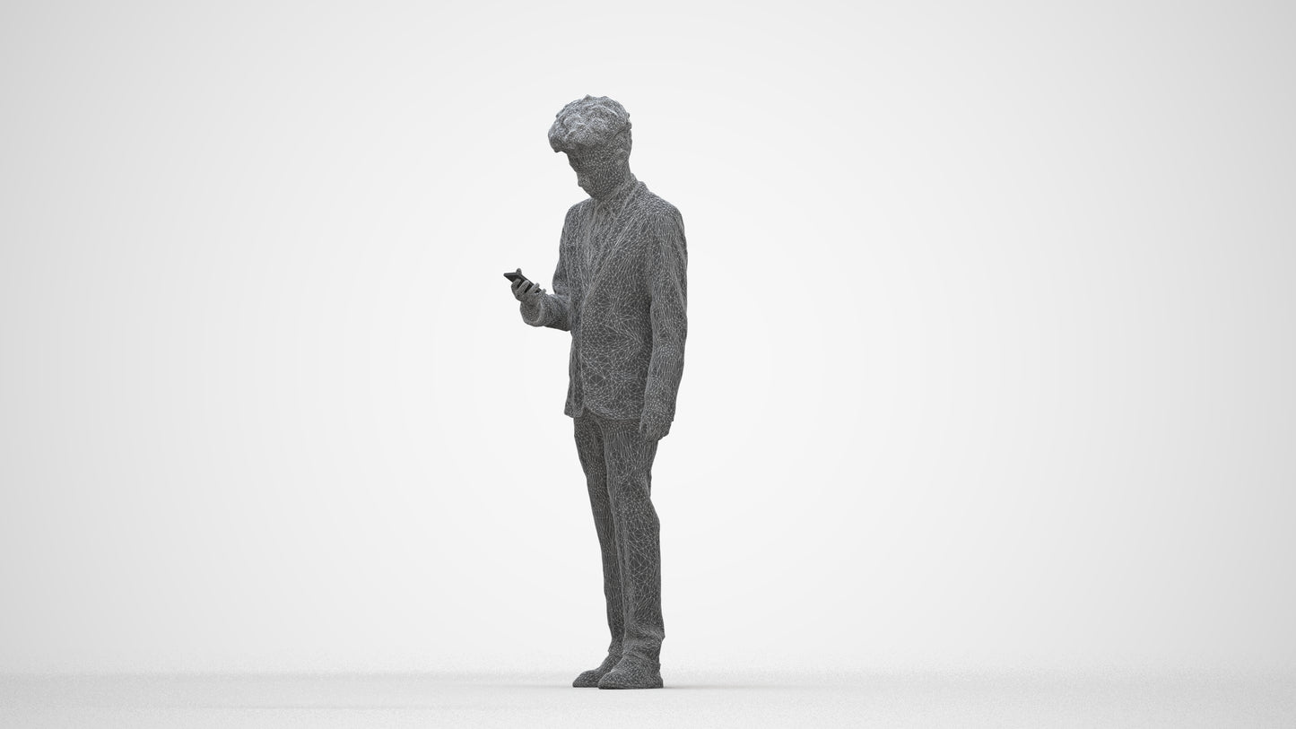 3D human model boy kids, photogrammetry scanned person for archviz, wireframe back view