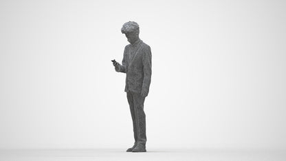 3D human model boy kids, photogrammetry scanned person for archviz, wireframe back view