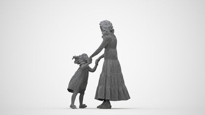 3D scanned girl kids casual, photorealistic archviz people for Enscape and SketchUp, wireframe back view