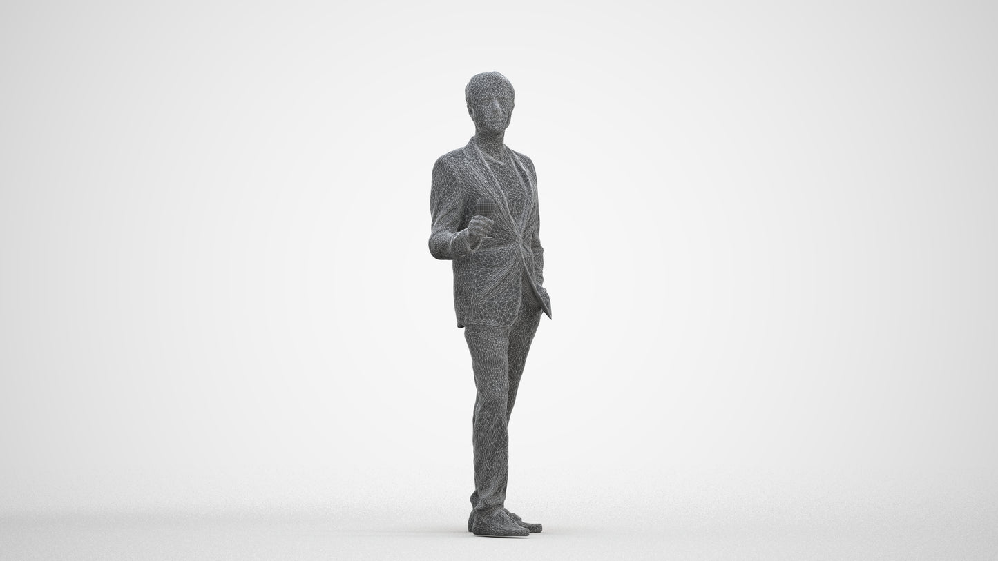 3D people model man formal formalaffairs, scanned human for 3ds Max rendering, three-quarter front view render