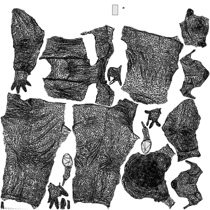 3D people model woman business standing, scanned human for 3ds Max rendering, wireframe top-down view