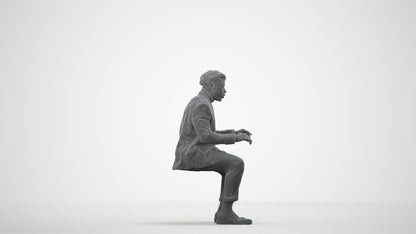 3D people model man business, scanned human for 3ds Max rendering, wireframe side view