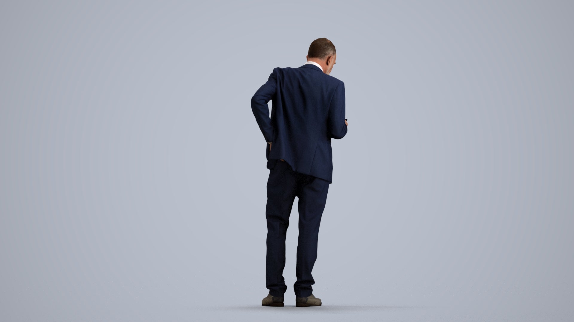 realistic 3D senior man business, scanned archviz people for Blender and 3ds Max, front view render