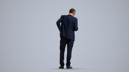 realistic 3D senior man business, scanned archviz people for Blender and 3ds Max, front view render