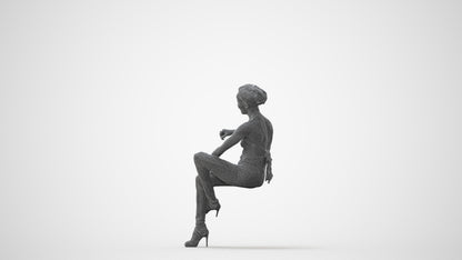 3D people model woman casual sitting, scanned human for 3ds Max rendering, square thumbnail