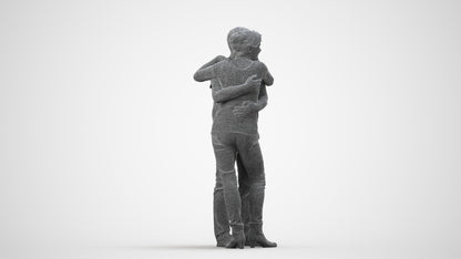 scanned 3D senior woman casual couple, photogrammetry people for Enscape and V-Ray, wireframe side view