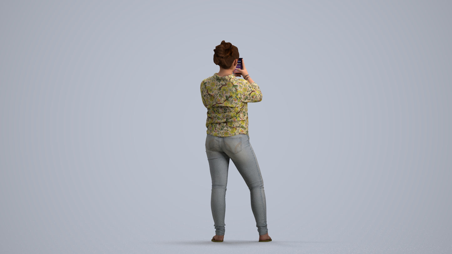 3D people model man casual standing, scanned human for 3ds Max rendering, front view render