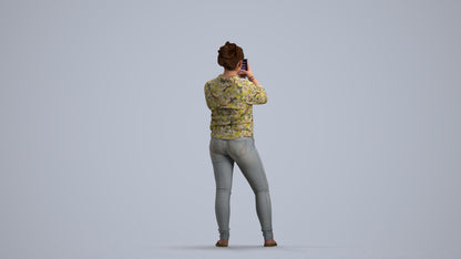 3D people model man casual standing, scanned human for 3ds Max rendering, front view render