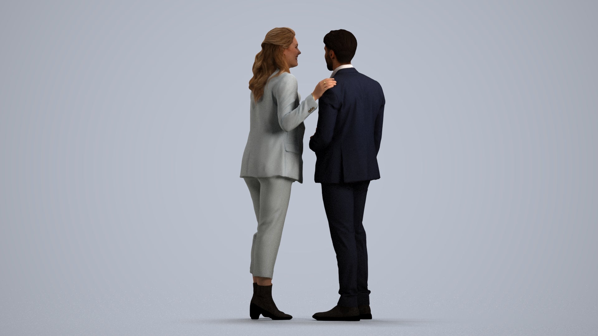 photogrammetry 3D woman business, realistic human model archviz FBX, front view render