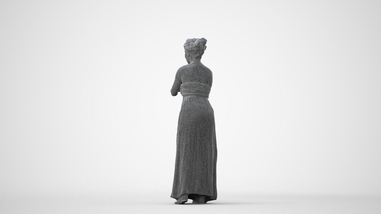realistic 3D human woman casual standing, archviz people FBX OBJ for Blender, square thumbnail