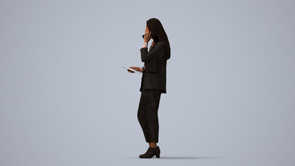 3D scanned woman business, photorealistic archviz people for Enscape and SketchUp, three-quarter view render