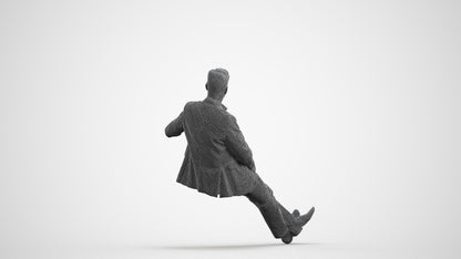 3D human model man business, photogrammetry scanned person for archviz, wireframe front view