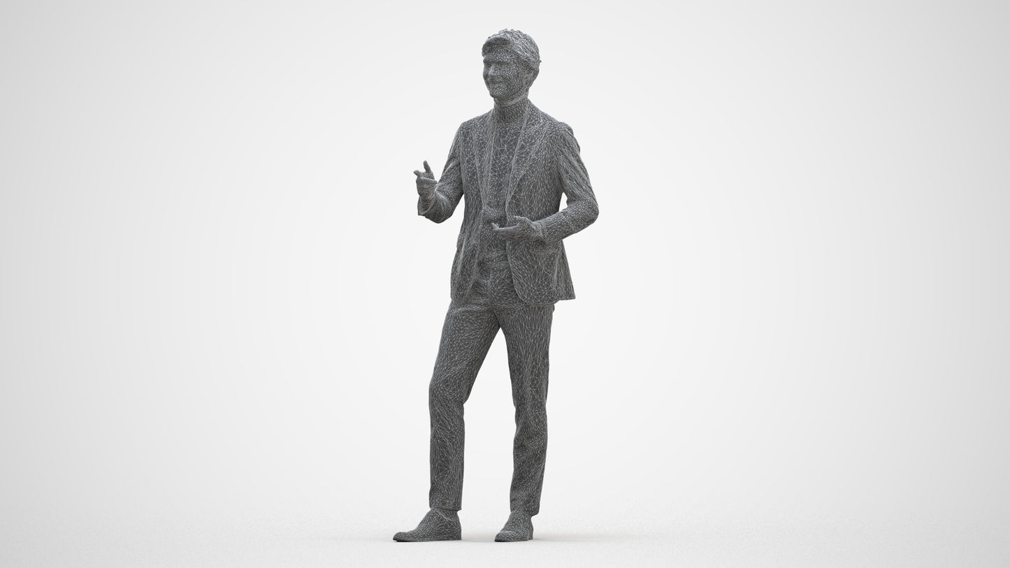 realistic 3D man business, scanned archviz people for Blender and 3ds Max, three-quarter front view render
