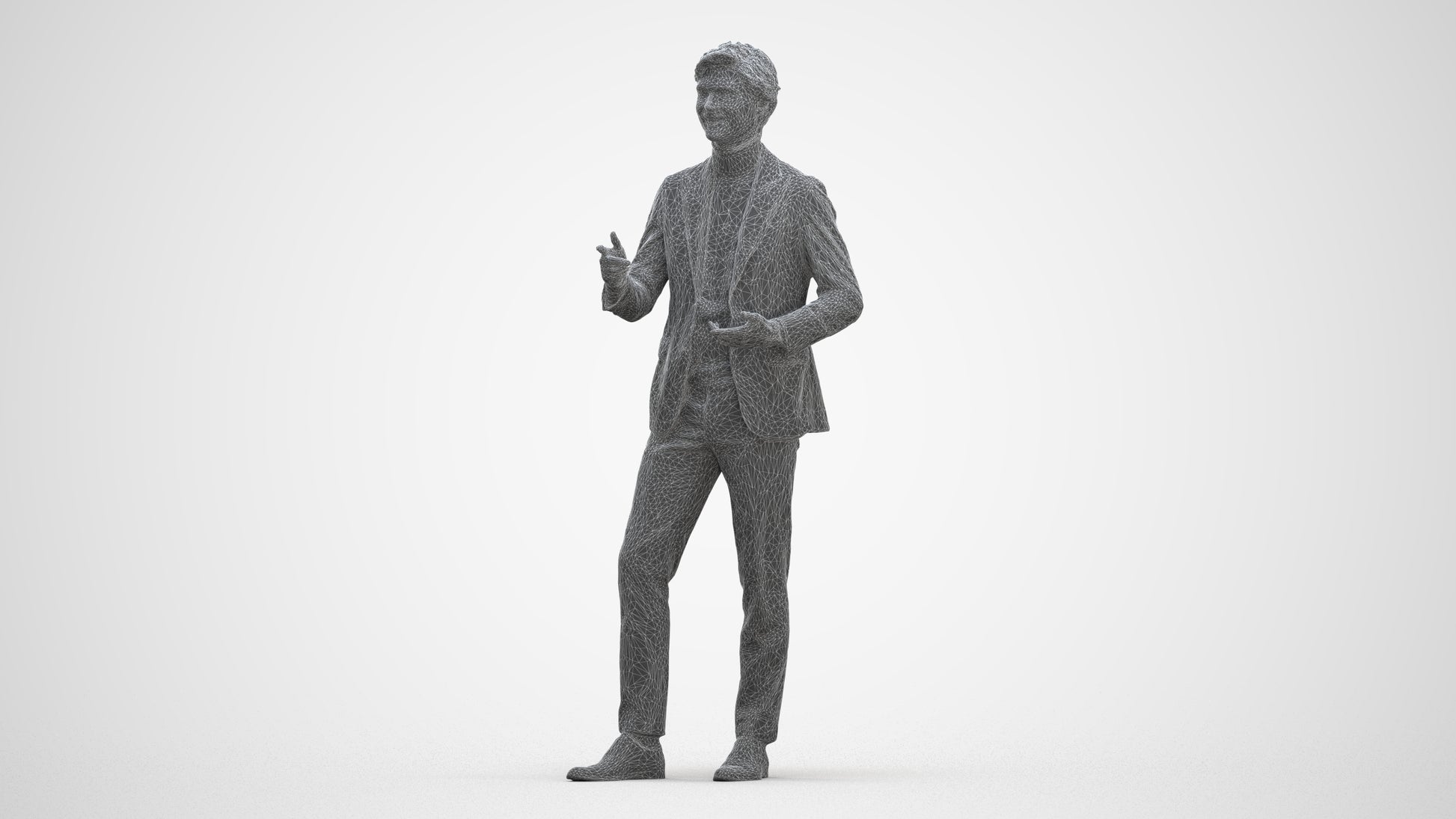 realistic 3D man business, scanned archviz people for Blender and 3ds Max, three-quarter front view render