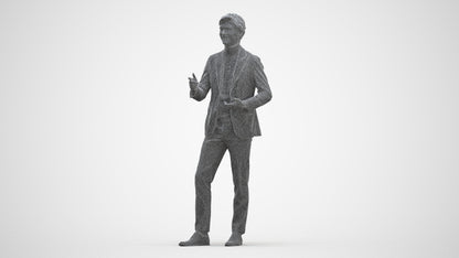 realistic 3D man business, scanned archviz people for Blender and 3ds Max, three-quarter front view render