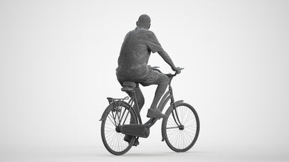 scanned 3D senior man casual cycling, photogrammetry people for Enscape and V-Ray, wireframe front view