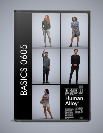 5 3D scanned people standing, photorealistic archviz pack for Enscape and SketchUp