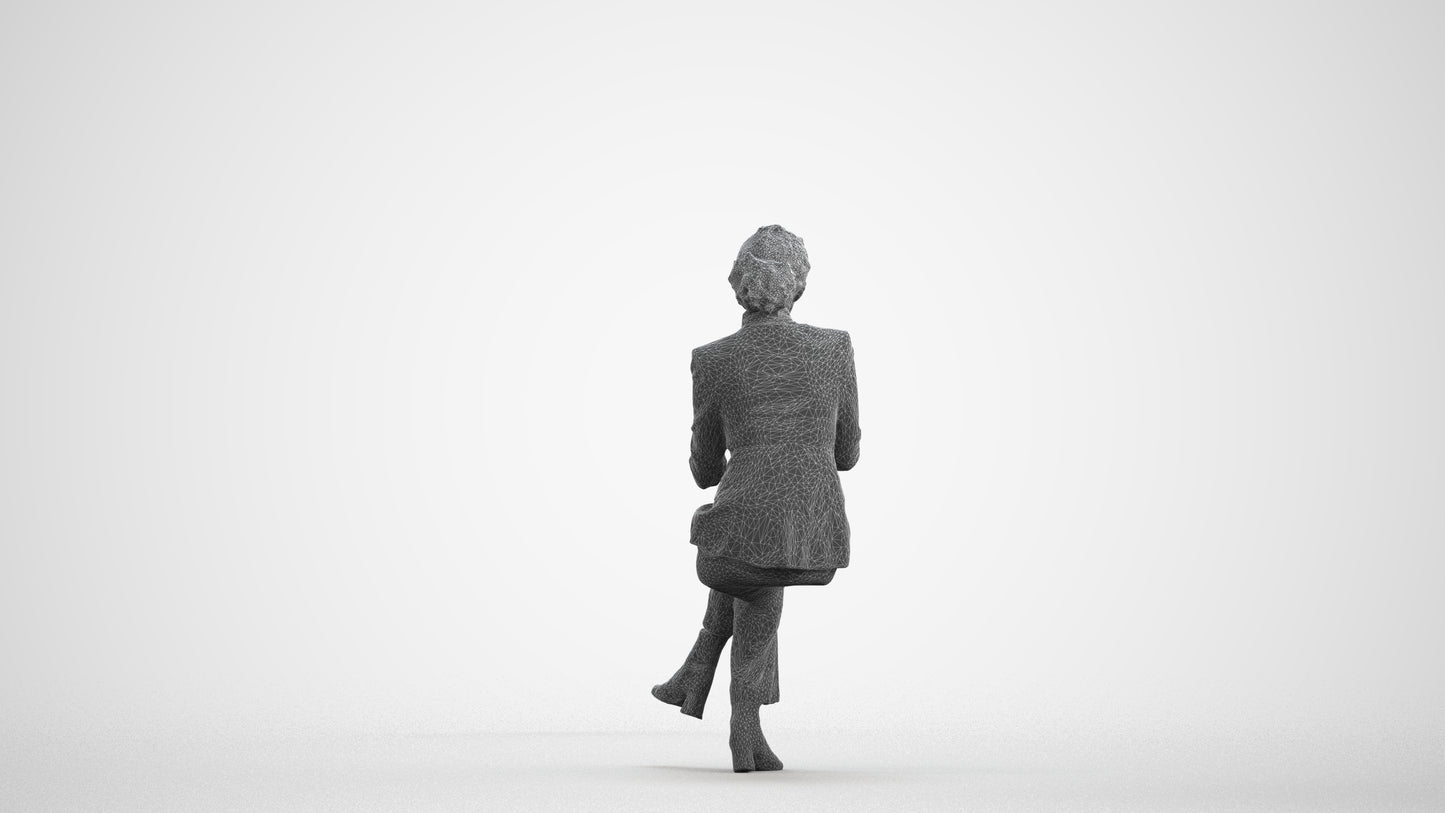 scanned 3D woman business, photogrammetry people for Enscape and V-Ray, wireframe front view