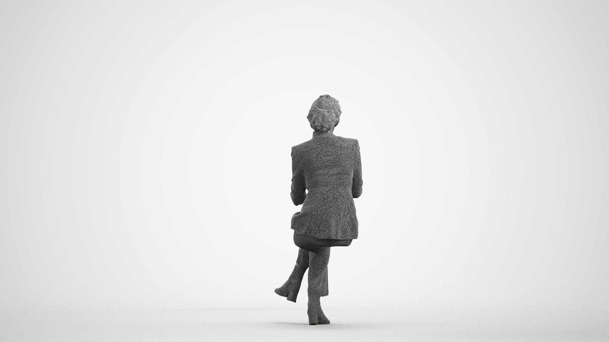 scanned 3D woman business, photogrammetry people for Enscape and V-Ray, wireframe front view