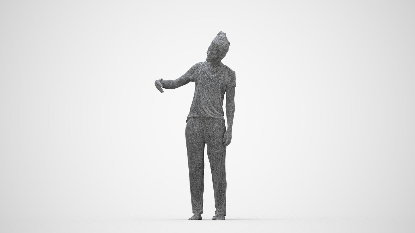 photogrammetry 3D woman bathroom, realistic human model archviz FBX, wireframe back view