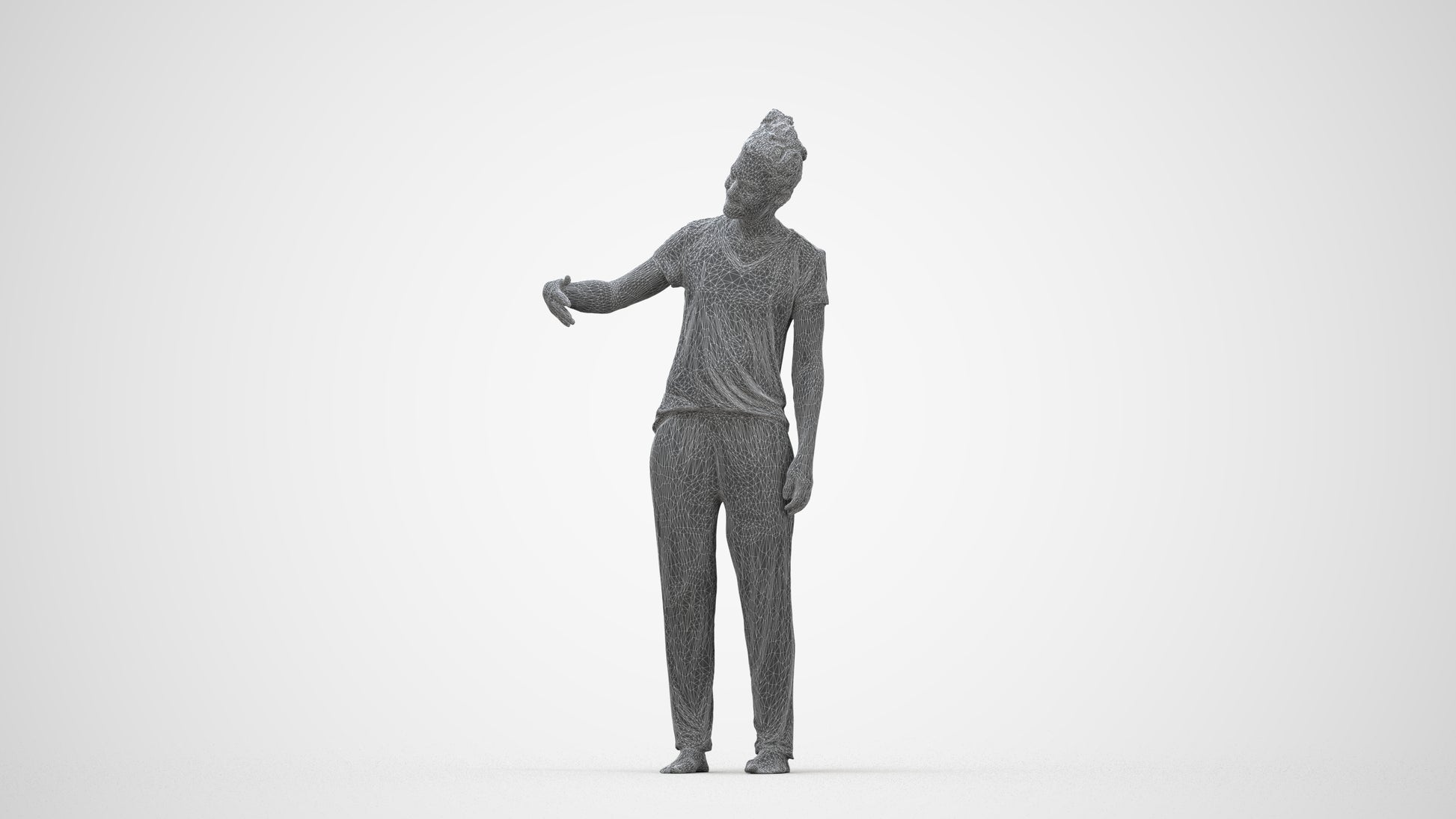 photogrammetry 3D woman bathroom, realistic human model archviz FBX, wireframe back view