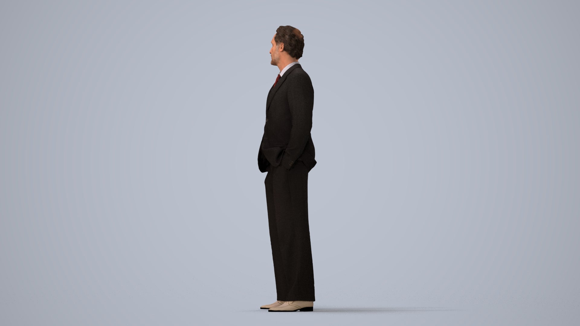 3D scanned man business, photorealistic archviz people for Enscape and SketchUp, three-quarter view render