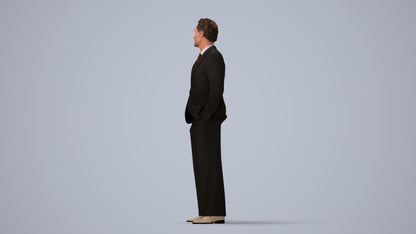 3D scanned man business, photorealistic archviz people for Enscape and SketchUp, three-quarter view render