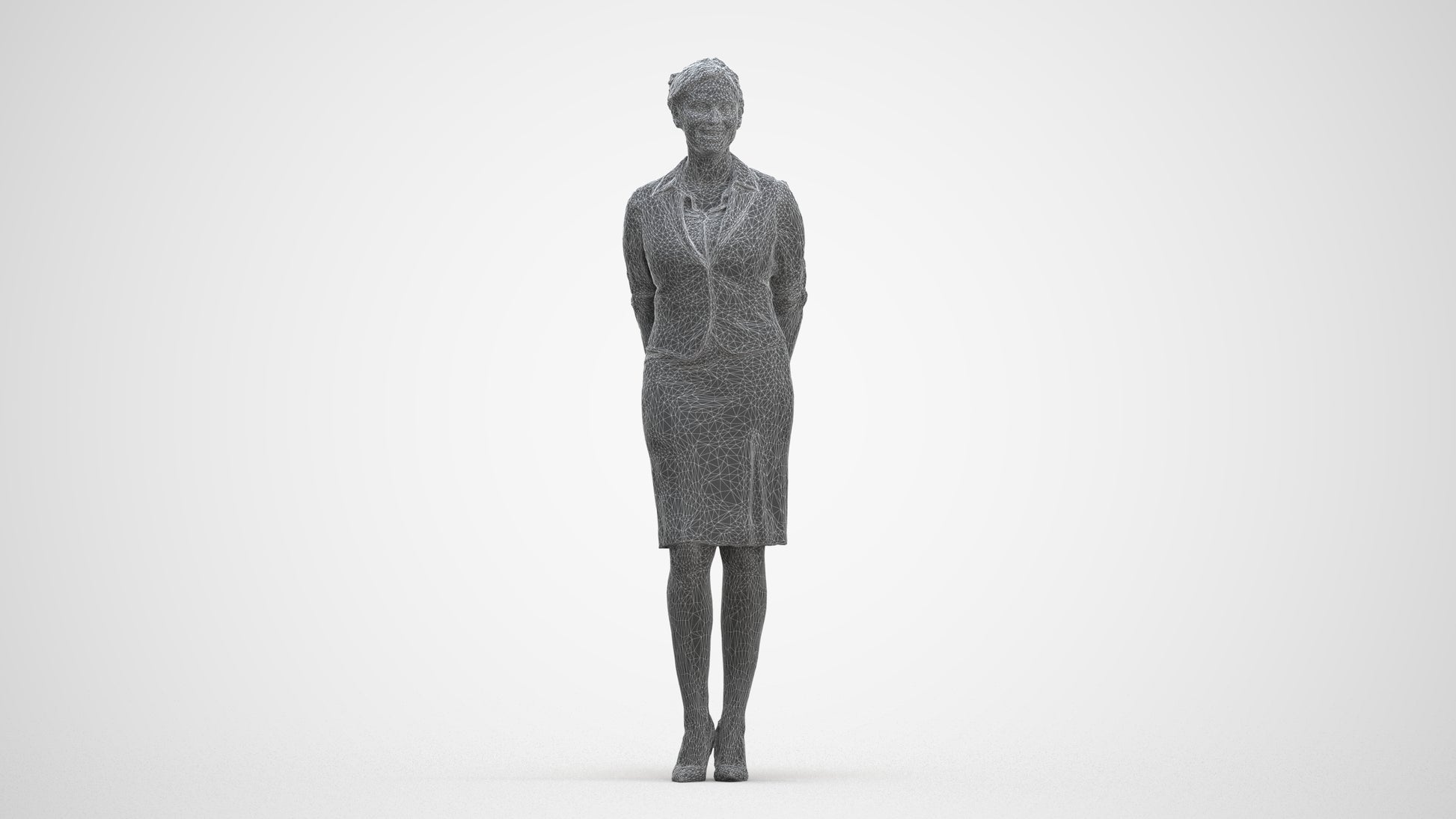 realistic 3D people woman hospitality, render-ready for V-Ray and Corona, FBX OBJ, three-quarter front view render