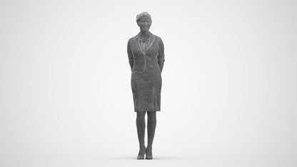 realistic 3D people woman hospitality, render-ready for V-Ray and Corona, FBX OBJ, three-quarter front view render