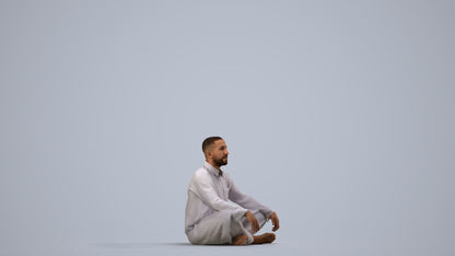 photogrammetry 3D man sitting, realistic human model archviz FBX, side view render