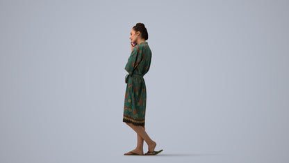 realistic 3D human woman pool, archviz people FBX OBJ for Blender, three-quarter view render