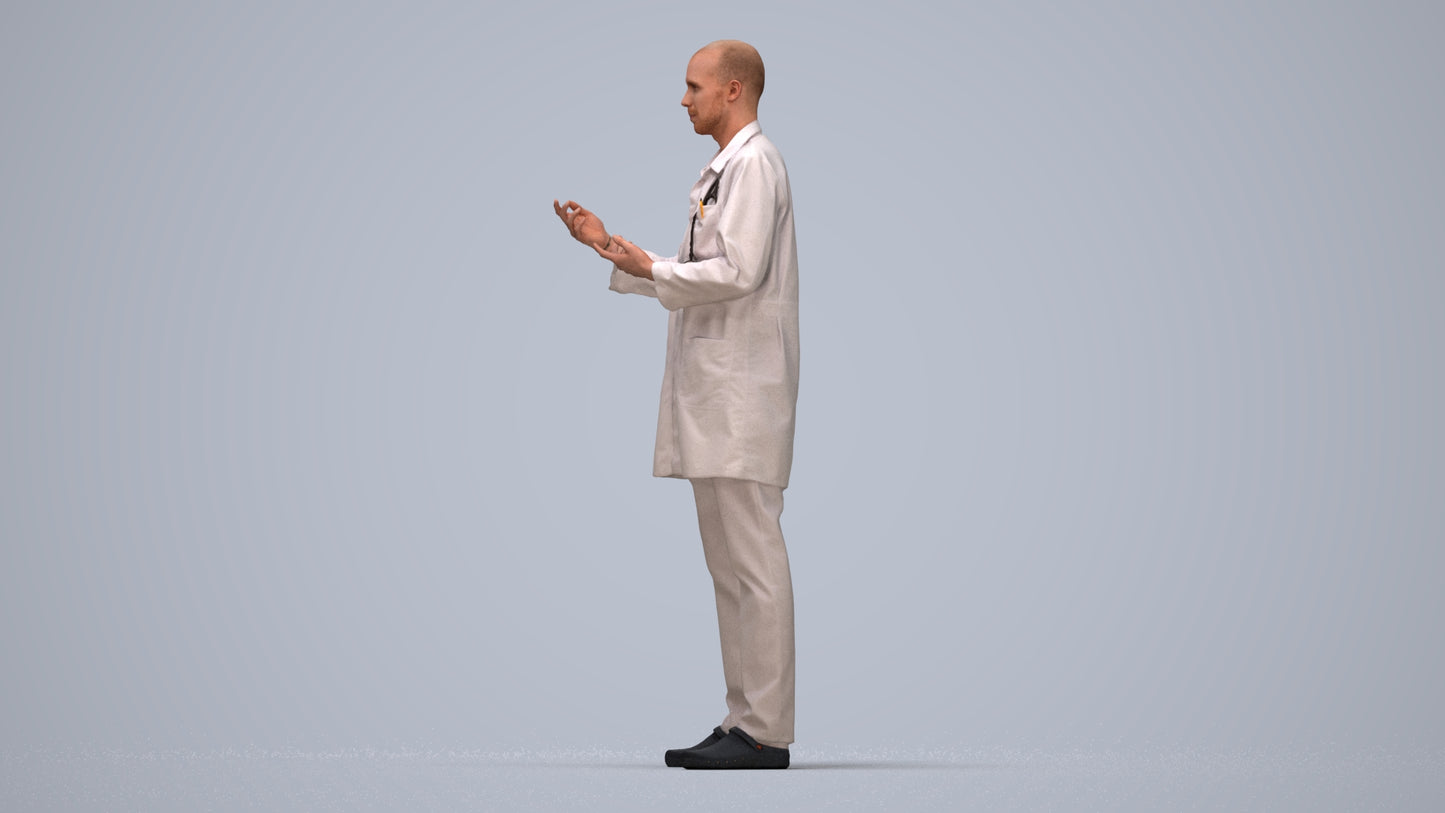 photogrammetry 3D man medical, realistic human model archviz FBX, top-down view render